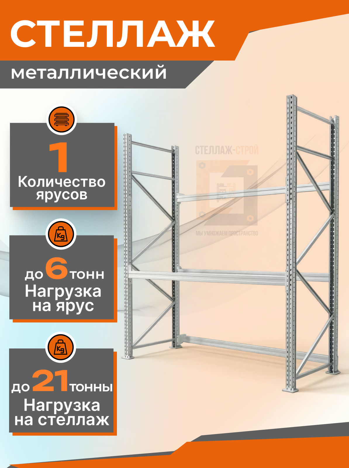 Стеллаж паллетный 2000х1800х1100 1 ярус / 3.6т